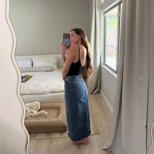 KanCan Black Top and Blue Denim Skirt